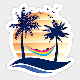 Pansexual Pride Hammock Summer Beach Sunset Sticker